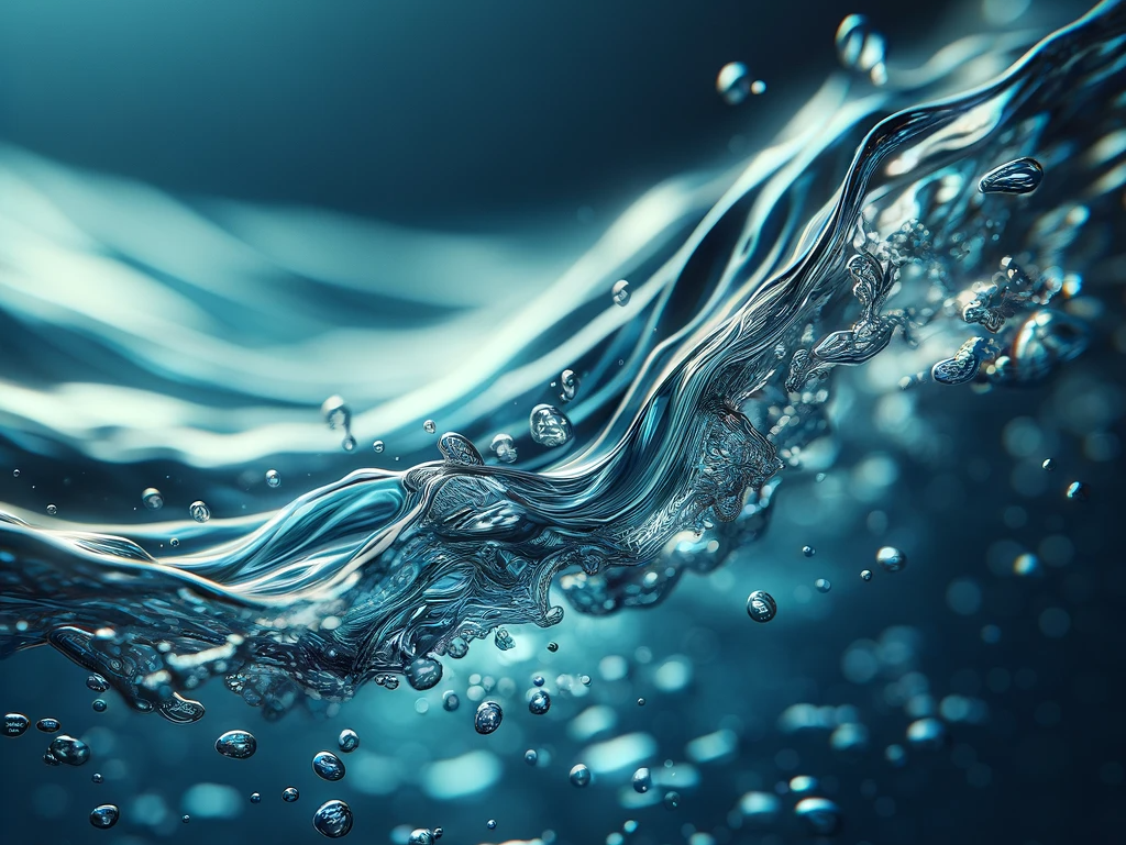 Photo d'une eau claire, pure et en léger mouvement pour représenter la profondeur et la fluidité de l'élément Eau